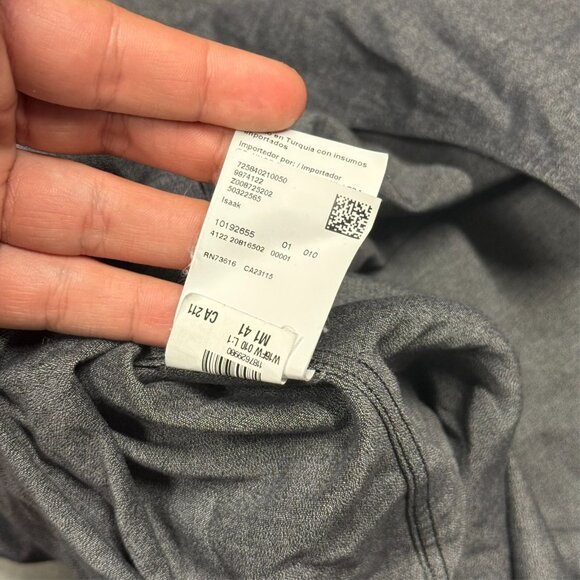 Hugo Boss Slim Fit Dress Shirt Denim "Isaak" Cotton Long Sleeve Grey 41 16 Large - Picture 10 of 11
